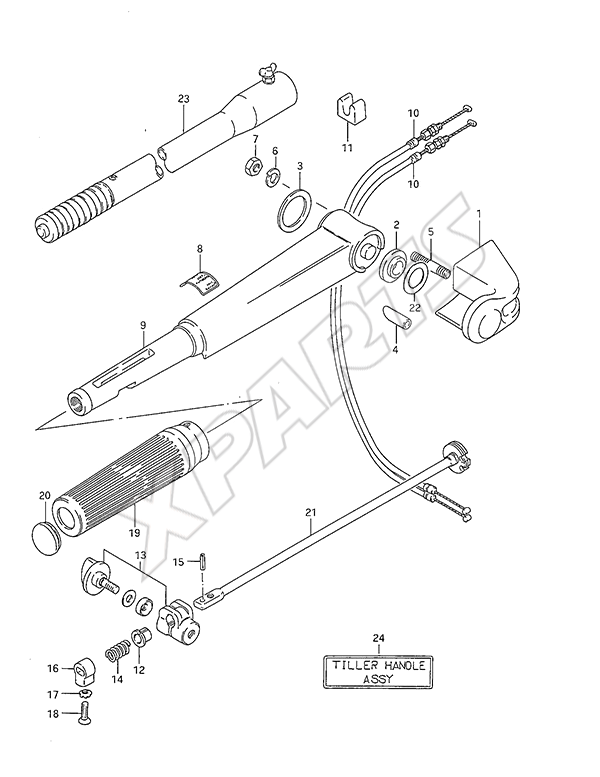  Tiller Handle(1986 to 1992) til Suzuki motor